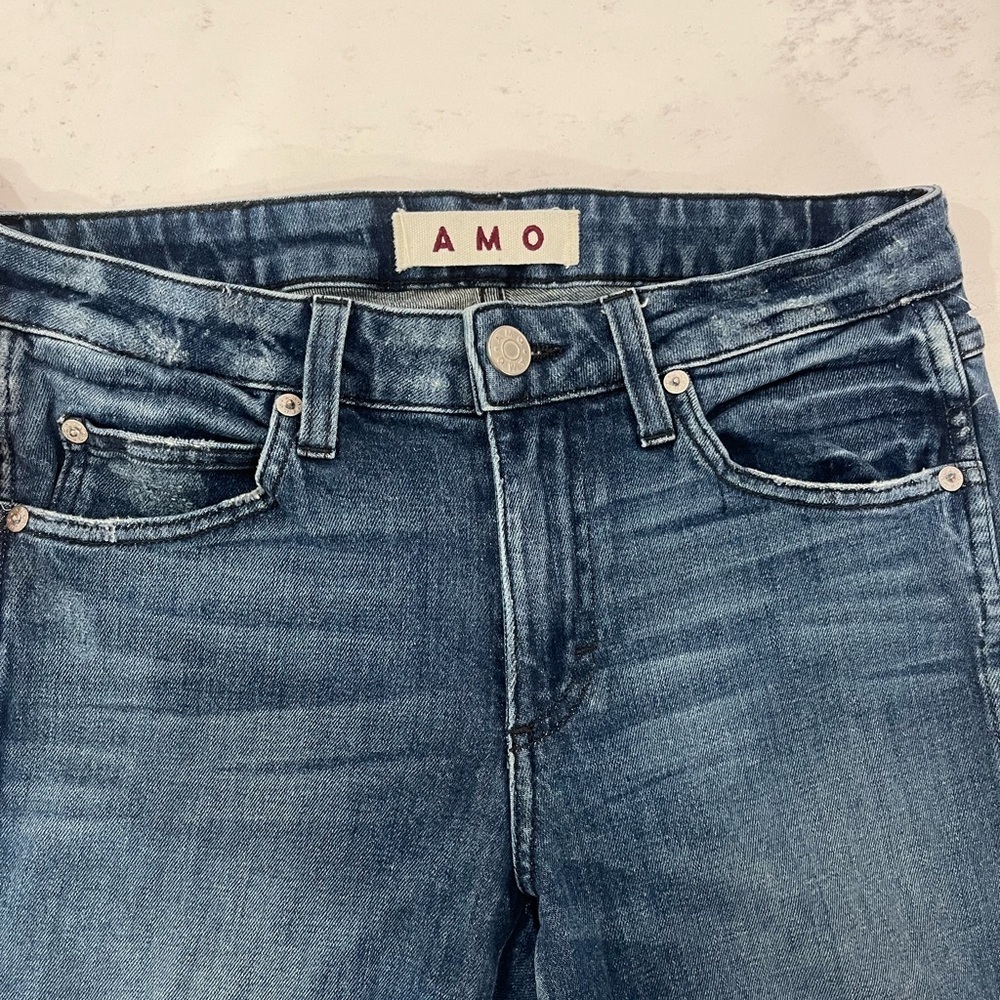 AMO Denim Stix Crop in Sweetheart Size 26 Frayed Hem - Picture 2 of 5